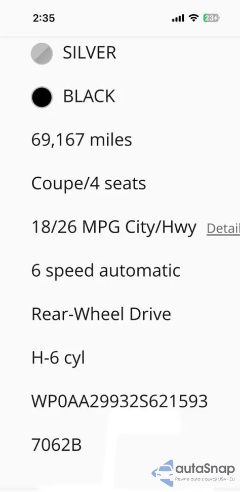 2002 Porsche 911 Carrera 2 из США, поврежденный, VIN WP0AA29932S621XXX